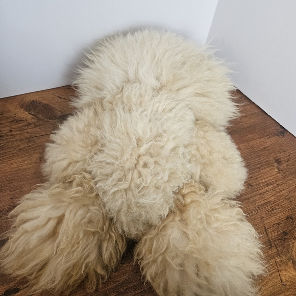 Alpaca Fur Light Tan/ Cream Teddy Bear Alpaca Wool Fleece Hair Plush Bear - Picture 9 of 11